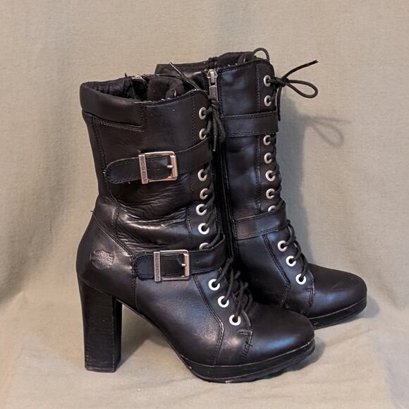 Black Ankle Boots - Harley Davidson - size 7.5 - Picture 2 of 9
